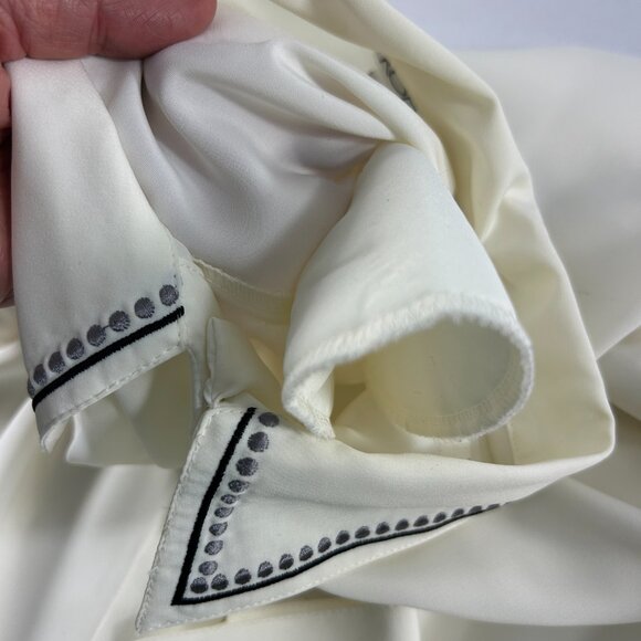 Vintage Koret Womens Size 14 Blouse Red Roses Embroidered Romantic Ivory - Picture 7 of 9